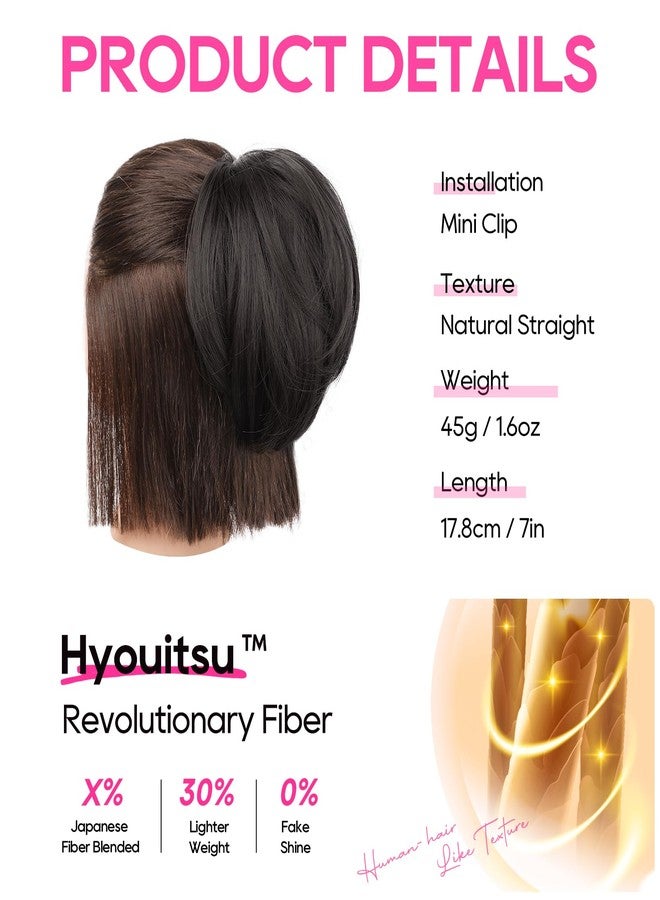 REECHO Ponytail Extension, 7" Mini Claw Clip in Ponytail Hair Extensions Short Natural Straight Wavy Messy Bun Hair Pieces for Women with Short Thin Hair - Off Black - Image 4